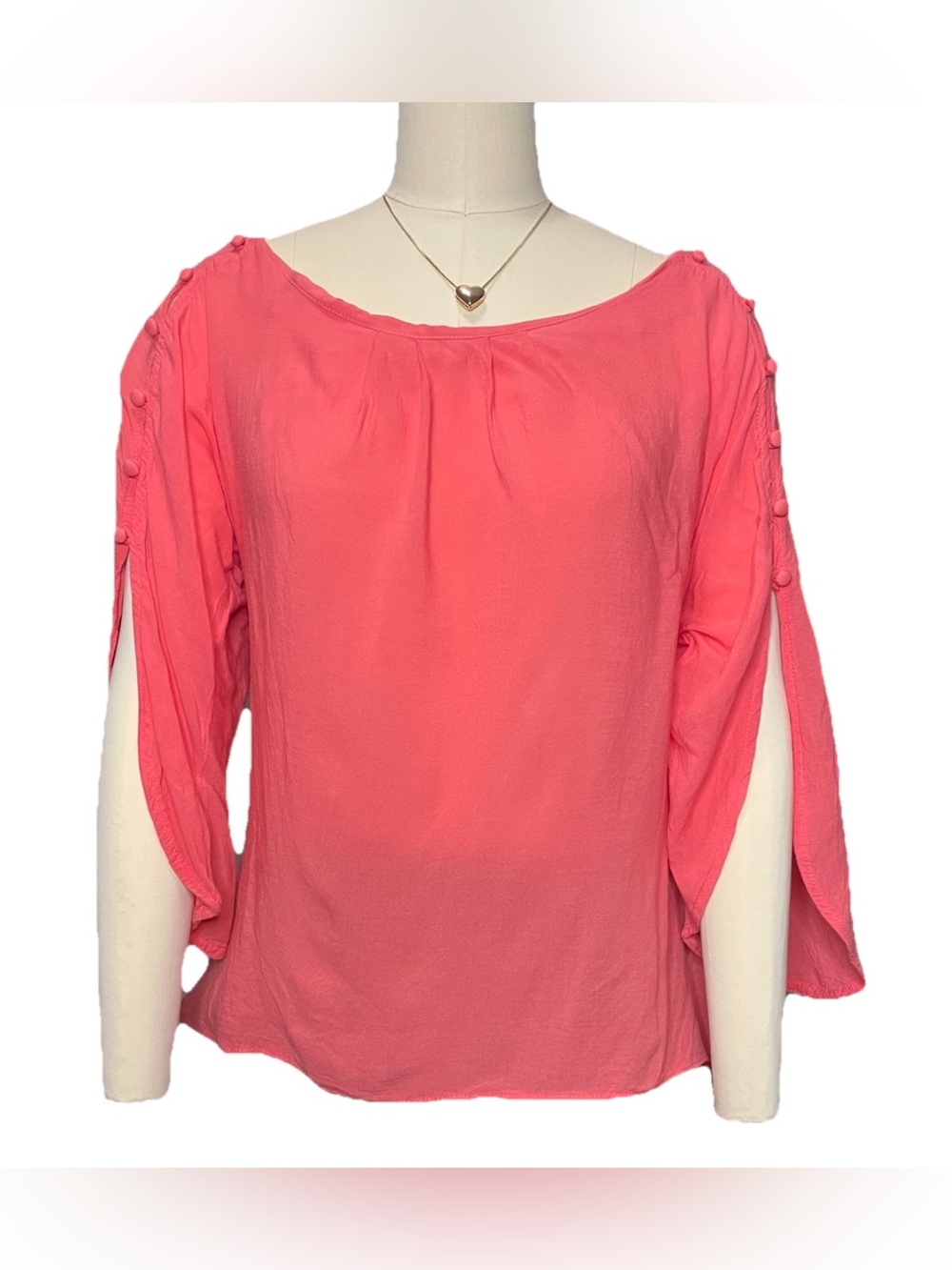 MAEVE Coral Sleeve Button Accent Blouse Size S